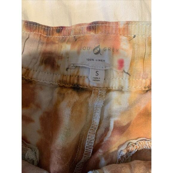 Lou Grey Womens Linen White Pink Orange Tie Dye Cargo Pants Small - Picture 4 of 5